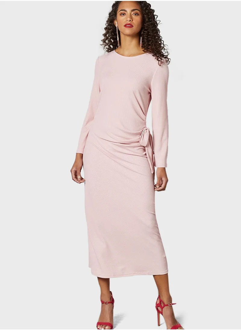 SIVVI for HANIYA Ribbed Knitted Tie Detail Dress