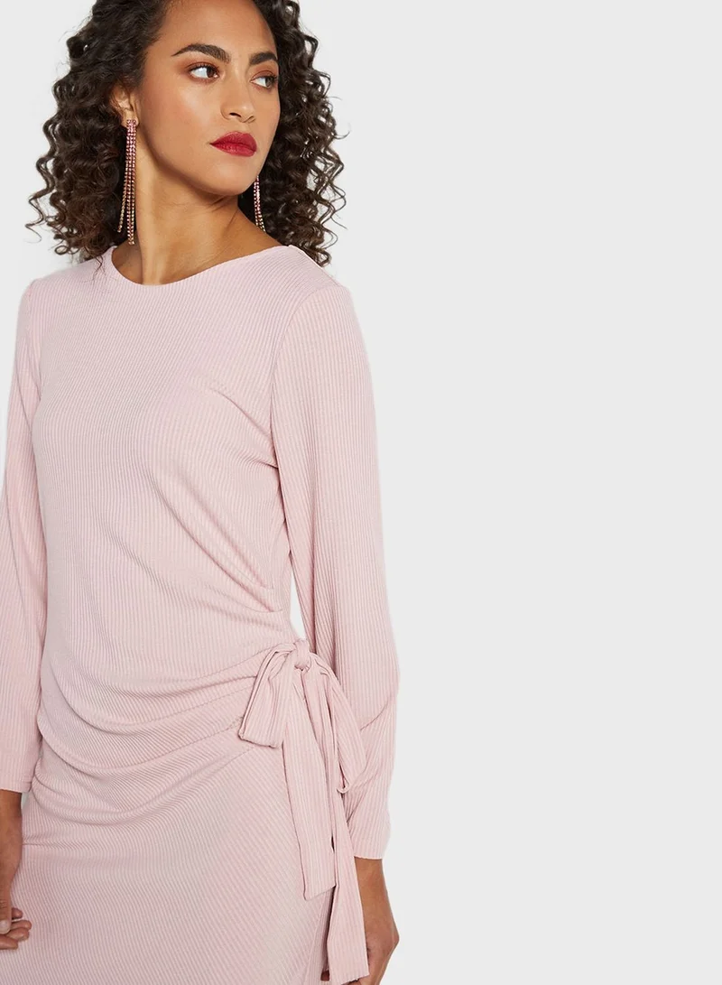 SIVVI for HANIYA Ribbed Tie Midi Dress