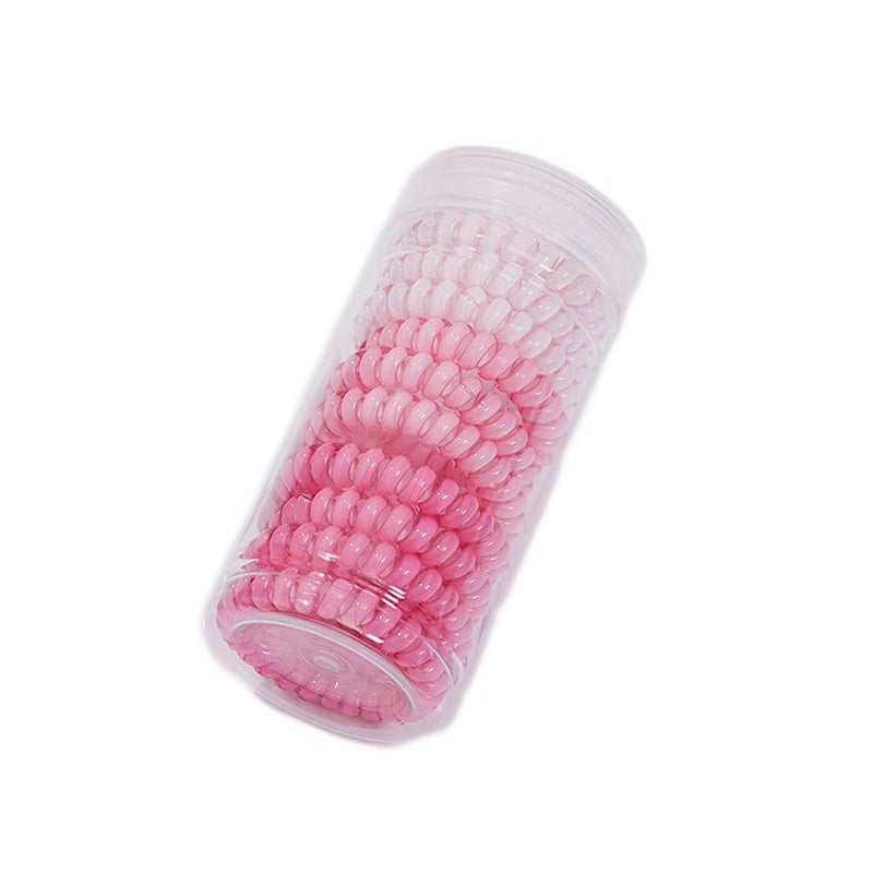 canjoyn 10 Pcs Spiral Rubber Hair Ties and Holders - Elastic Coil Hair Bands, No Crease Ponytail Holders for Women with Thick Hair (Pink)