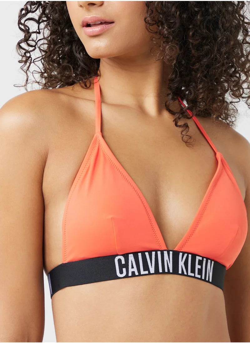 CALVIN KLEIN Logo Band Halter Neck Bikini Top