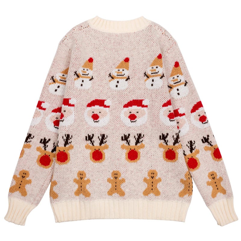Beopjesk Women's Funny Fall Winter Long Sleeve Christmas Tree Elk Santa Claus Xmas Button Knit Cardigan Sweater Vintage Knitted Outerwear(Christmas-Winter,XXL) - Image 2
