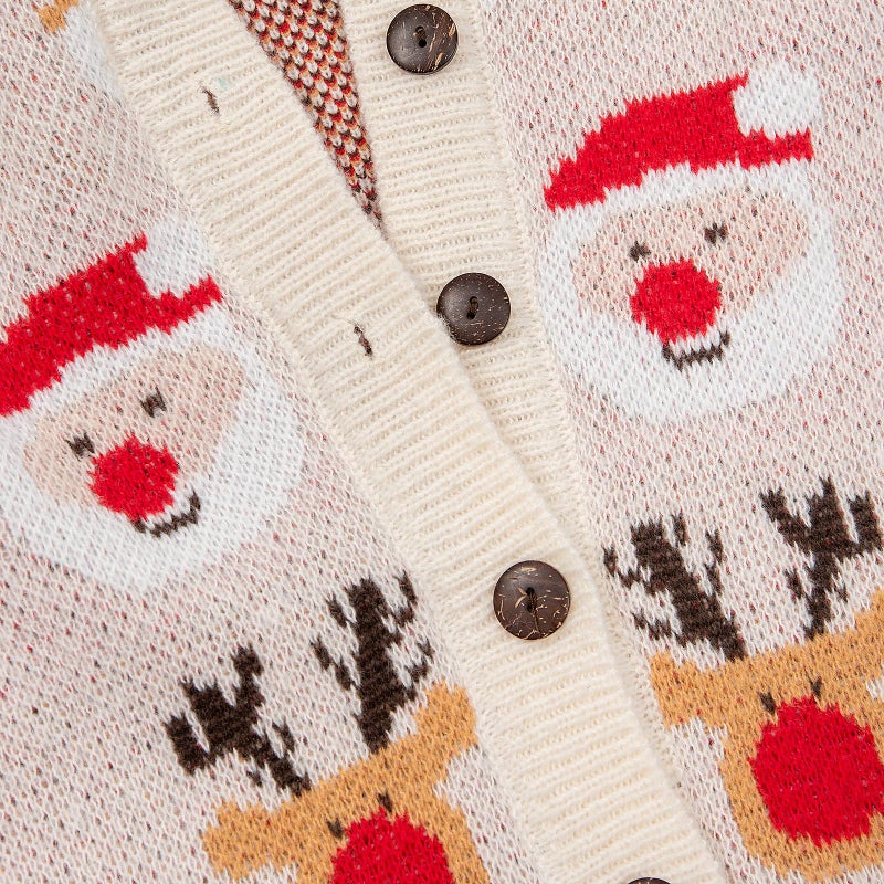 Beopjesk Women's Funny Fall Winter Long Sleeve Christmas Tree Elk Santa Claus Xmas Button Knit Cardigan Sweater Vintage Knitted Outerwear(Christmas-Winter,XXL) - Image 3