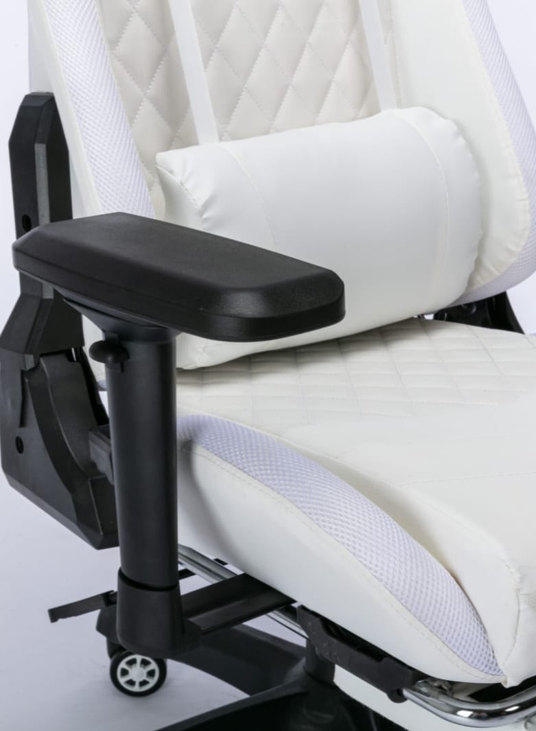 Raudi Raudi Gaming Chair Office Computer with side lighting RPG LED Reclining  with Footrest , white  - Image 2