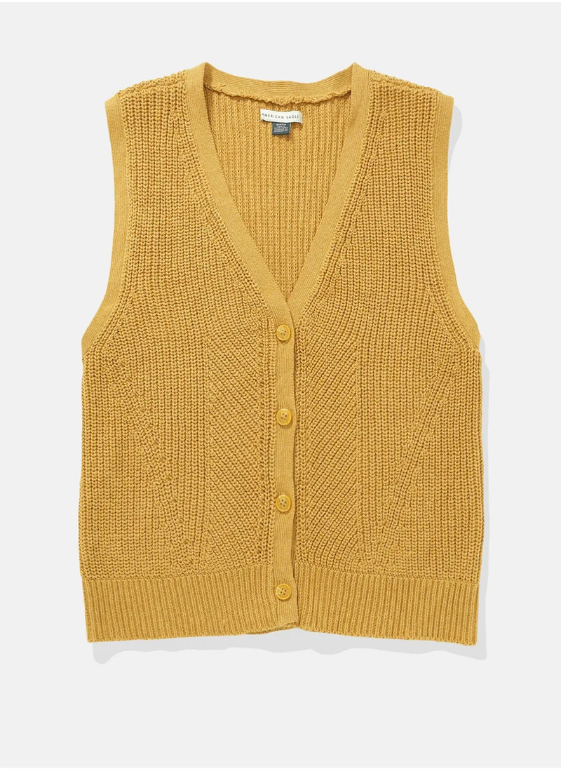 امريكان ايجل Casual Button-Up Vest Sweater