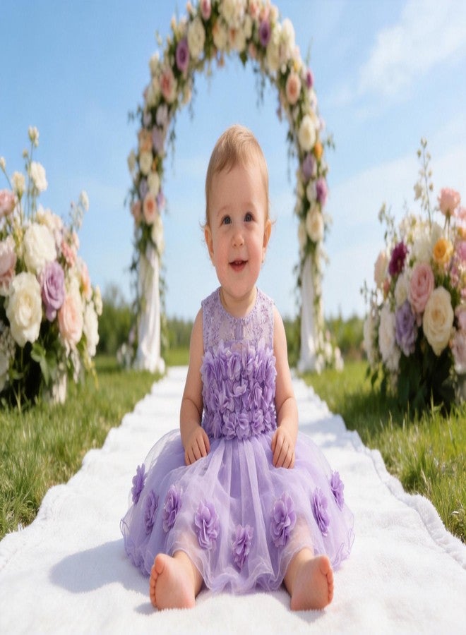 ODASDO Purple Toddler Dress, Lavender Dress for Toddler Girls, First Birthday Party Cake Smash Photoshoot Tulle Baby Easter Dresses Pageant Wedding Flower Girl Lace Gown Light Purple 12-18M - Image 2