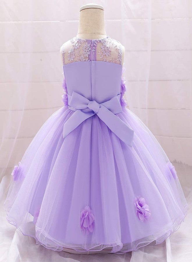 ODASDO Purple Toddler Dress, Lavender Dress for Toddler Girls, First Birthday Party Cake Smash Photoshoot Tulle Baby Easter Dresses Pageant Wedding Flower Girl Lace Gown Light Purple 12-18M - Image 4