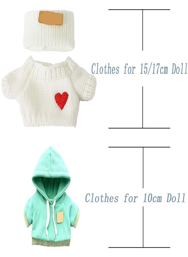 SHUOXUKE SHOUXUKE for YK-DollC-hea27rtSk 2 Pack Doll Clothes Set for 10cm & 17cm Dolls - Heart Knit Sweater and Mini Doll Sweatshirt Outfit, Kawaii White and Green Cute Dolls Outfit Accessories - Image 2