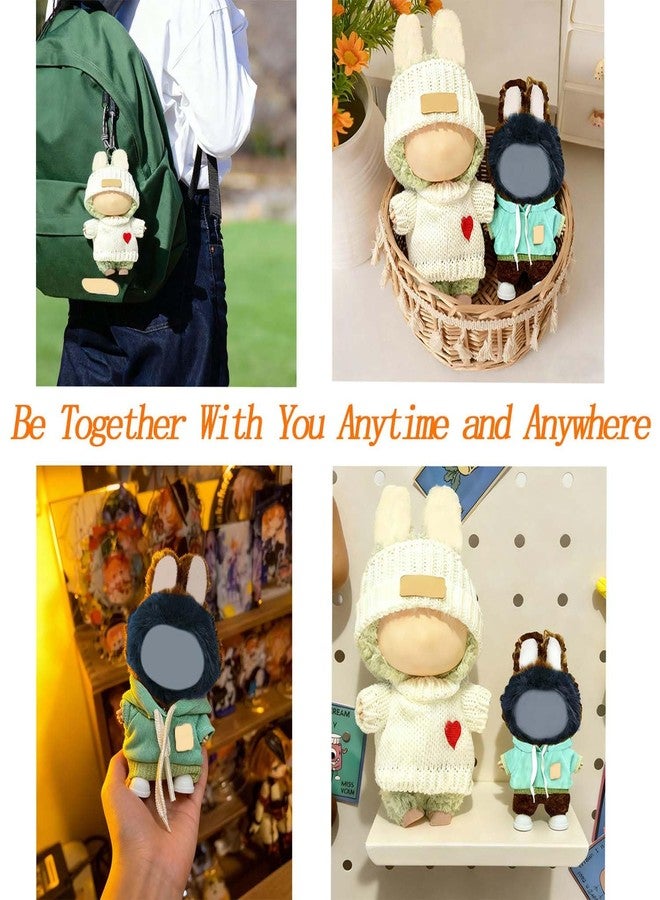 SHUOXUKE SHOUXUKE for YK-DollC-hea27rtSk 2 Pack Doll Clothes Set for 10cm & 17cm Dolls - Heart Knit Sweater and Mini Doll Sweatshirt Outfit, Kawaii White and Green Cute Dolls Outfit Accessories - Image 3