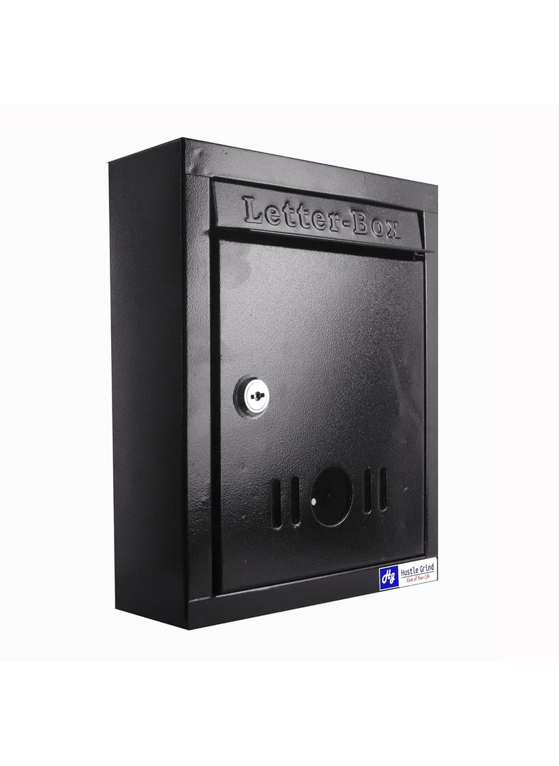 Hustle Grind - Hustle Grind Mail BoxLetter Box for Home and Office Gate and Wall Mount with Key Lock Big Size Black - Image 1