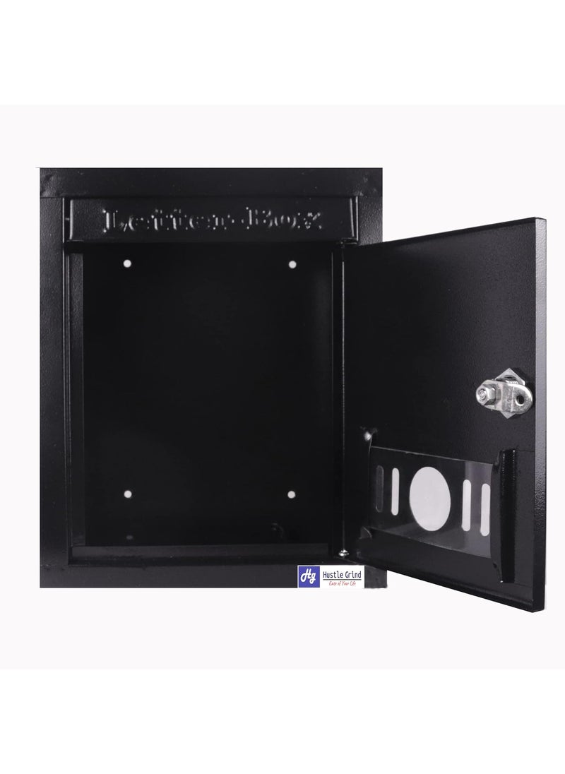 Hustle Grind - Hustle Grind Mail BoxLetter Box for Home and Office Gate and Wall Mount with Key Lock Big Size Black - Image 1