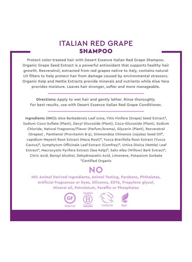 Desert Essence , Italian Red Grape Shampoo, 8.0 fl. Oz. - Gluten Free - Vegan - Cruelty Free - Moisturizing Shampoo - UV Protection - Color Treated Hair - Image 5