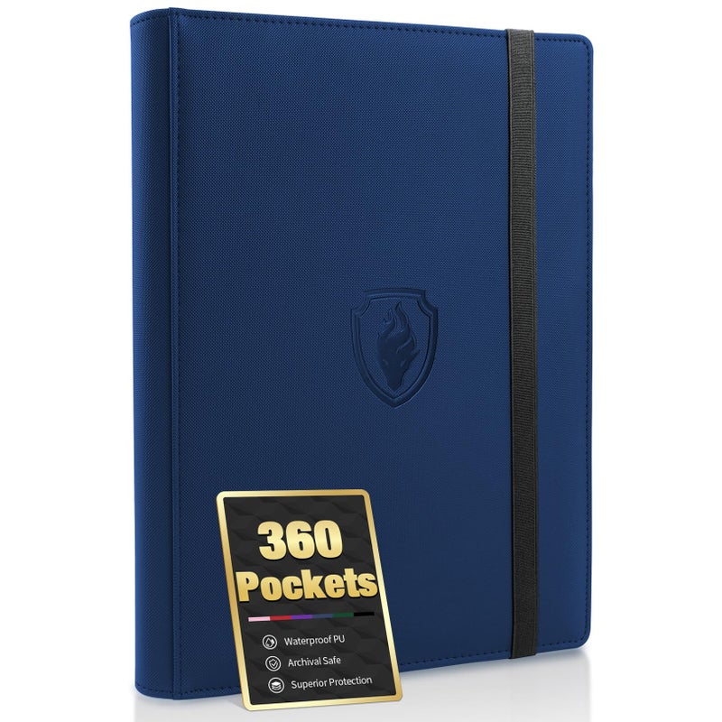 Fabmaker Premium 9 Pocket Card Binder for 360 Cards Fabmaker PU Cover Trading Card Binder Sturdy Card Collection Album Sleek Card Holder Folders for Game Cards Sports Cards Navy Blue - Image 2