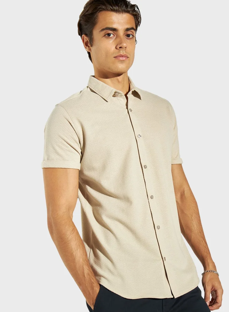 Iconic Textured Regular Fit Shirt