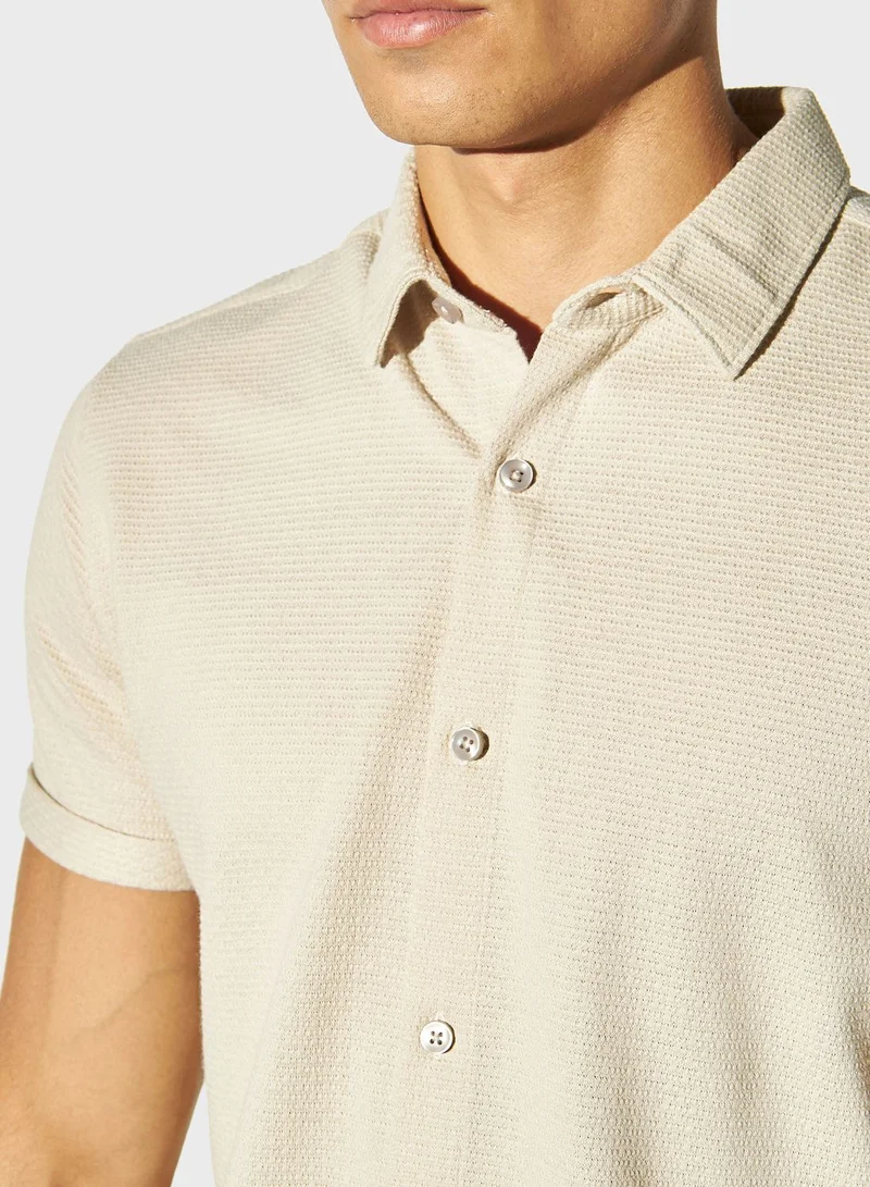 Iconic Textured Regular Fit Shirt