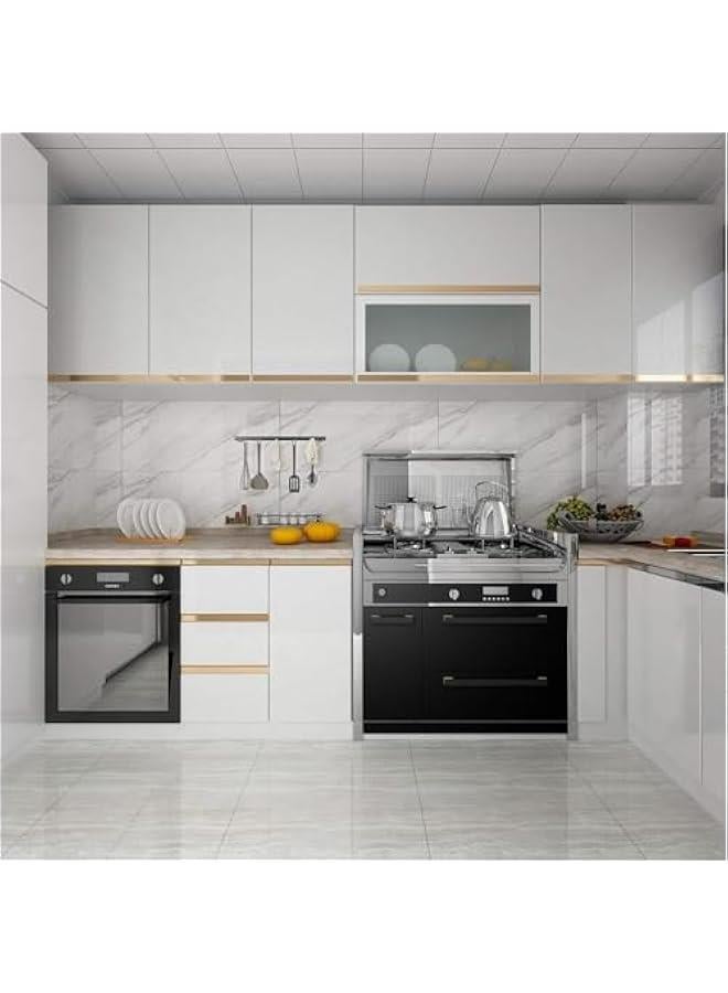 TRASSLE Glitter Glossy White Contact Paper Kitchen Cabinet Wallpaper Peel and Stick Counter Top Adhesive Waterproof Contact Paper for Countertops Removable Vinyl Wrap for Furniture (60CMx5M) - Image 5