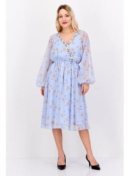 Women Floral Print Midi Dress, Light Blue - pzsku/Z2132284A242F474FEF74Z/45/_/1737642156/ccf022e1-7fb3-43fd-a251-f2e470e53d49