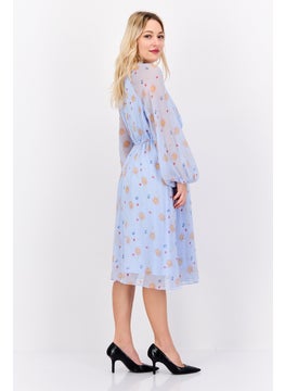 Women Floral Print Midi Dress, Light Blue - pzsku/Z2132284A242F474FEF74Z/45/_/1737642199/3a4a976f-bdc1-4e08-8601-97f14e1b2f4a