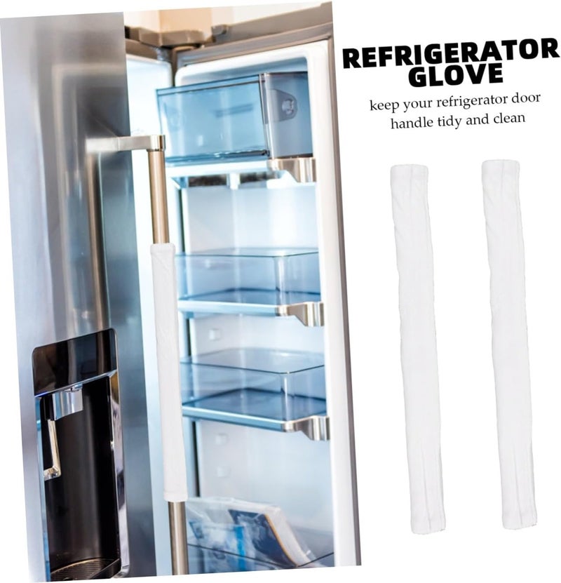 VERDANVERSE 2pcs White Refrigerator Handle Covers, Non-Slip, Oil-Resistant Kitchen Appliance Handle Protectors for Microwave Oven and Fridge Door Use - Image 2