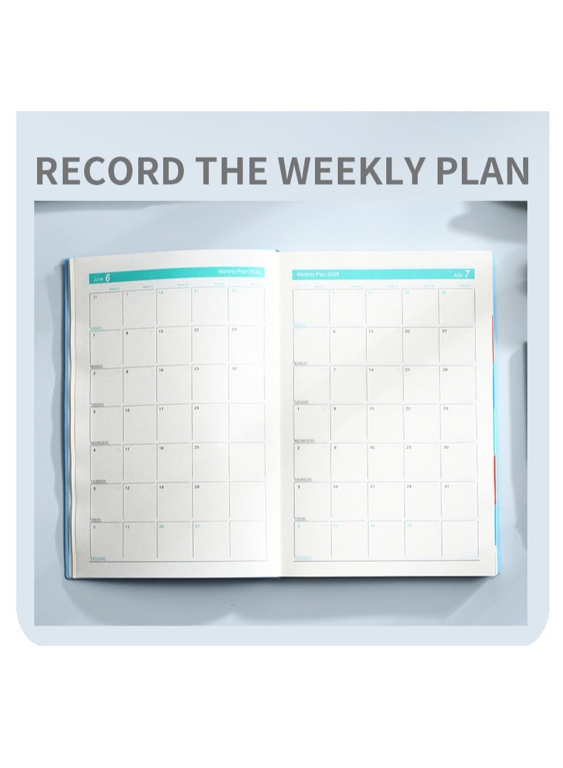 مخطط يومي 2026 مقاس A5: غلاف جلد و 380 صفحة سميكة، دفتر ملاحظات متين للأعمال والمدرسة ومذكرات العمل (رمادي) - Image 3