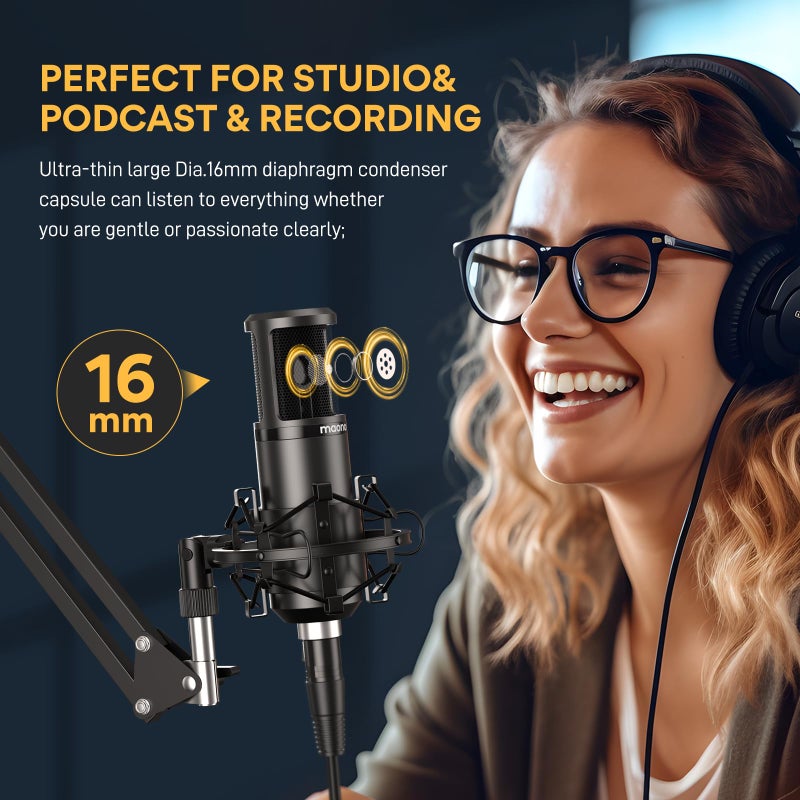 MAONO XLR Condenser Microphone, Professional Cardioid Studio Recording Mic for Streaming, Podcasting, Singing, Voice-Over, Vocal, Home-Studio, YouTube, Skype, Twitch (PM320S) - Image 3