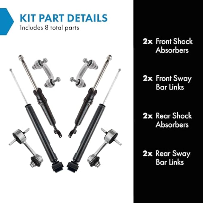 TRQ Front And Rear Suspension Kit Shock Absorber Sway Bar Stabilizer Link Compatible With 20022006 Audi A4 A4 Quattro - Image 3