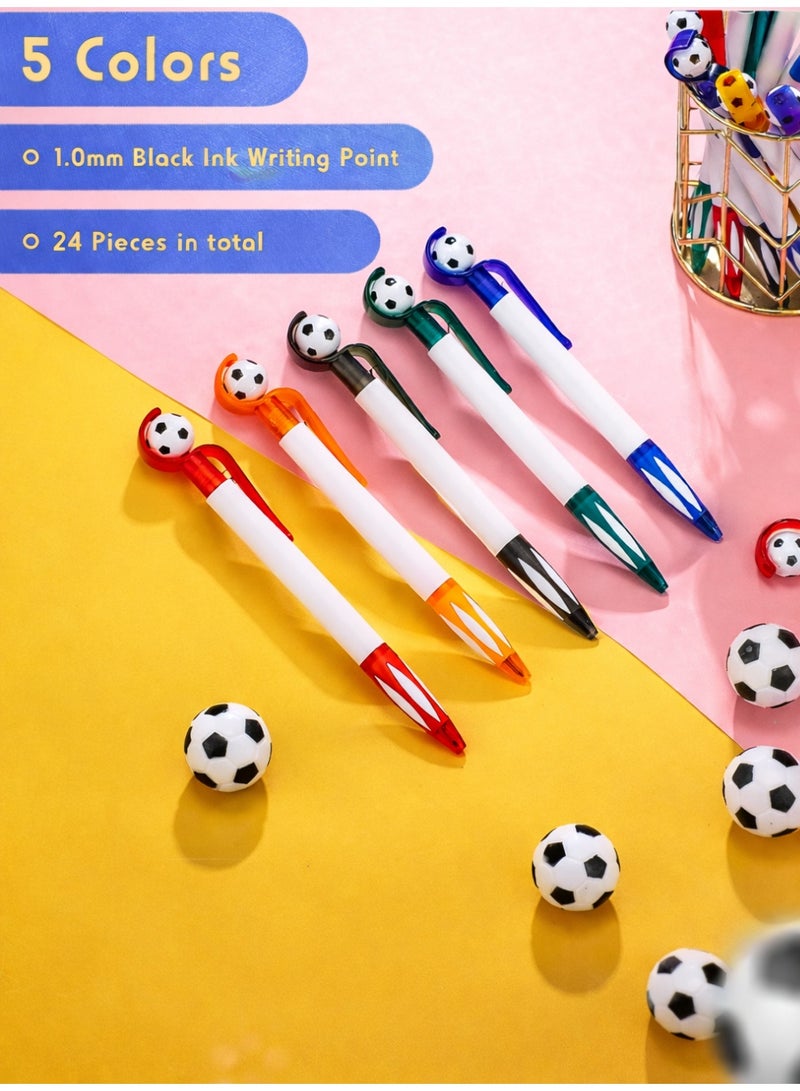 VELARO 24PCS Soccer Ball Pens for Kids, Football Party Favors, Retractable Ballpoint Pens, Goodie Bag Fillers, Classroom Rewards, School Prizes, Birthday Return Gifts for Boys and Girls - Image 2