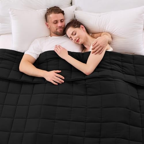 King Size Weighted Blanket for Adults 20 lbs 80 x 87 Black Cooling Heavy Blanket for Sleeping Perfect for 190210 lbs Breathable Blanket for Adults Couple All Season Machine Washable