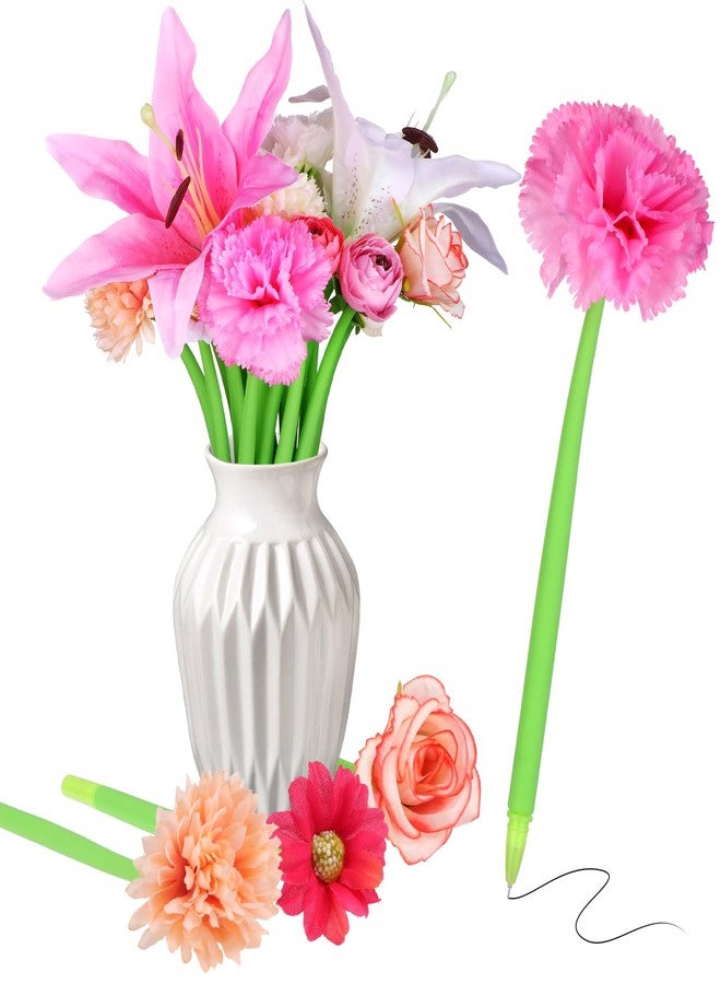 CoscosX 28 Pcs Flower Pens Artificial Daisy Rose Lily Carnation Flower Pens Back to School Pen Wedding Floral Pen for Women Mother's Day Girlfriend Wife Office Birthday Fitst Day Classroom Reward - Image 1