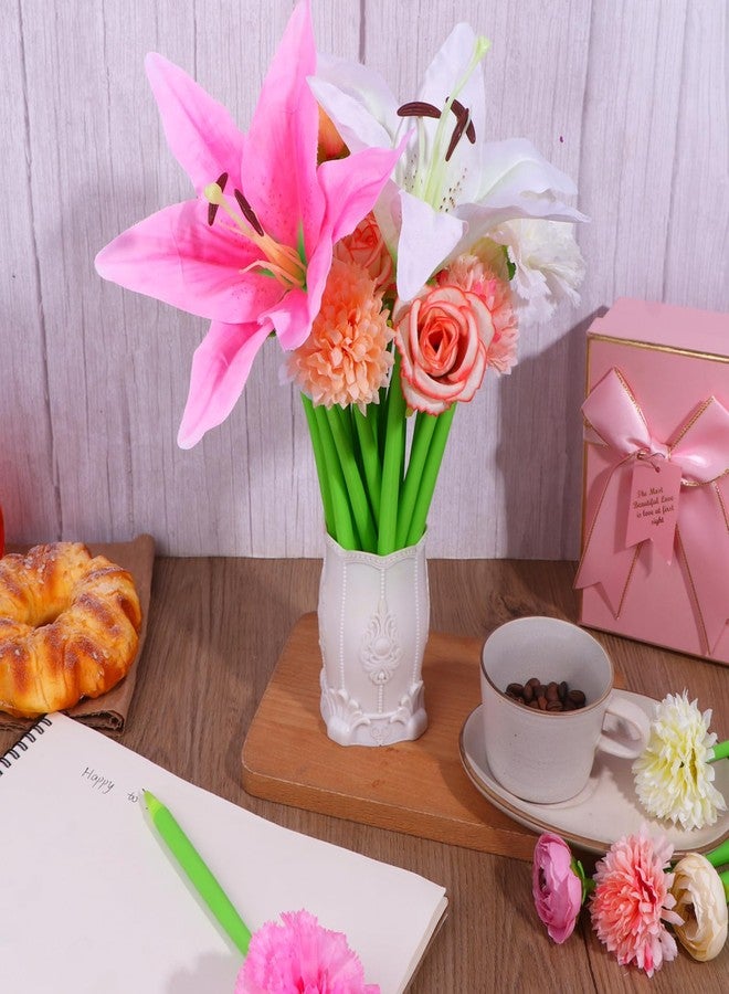CoscosX 28 Pcs Flower Pens Artificial Daisy Rose Lily Carnation Flower Pens Back to School Pen Wedding Floral Pen for Women Mother's Day Girlfriend Wife Office Birthday Fitst Day Classroom Reward - Image 4
