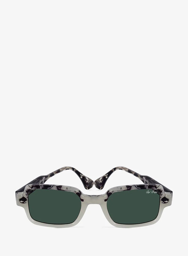 Woggles Red Pappy Crescendo Green Rectangle Sunglasses