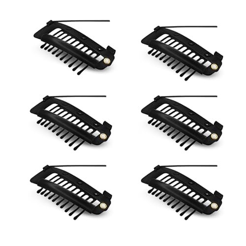 Sanas Hair Extension Clips For Women (6Pcs) Dupatta Clips For Brides (10 Teeth) Dupatta Safety Pins For Women Saree Pallu Pin For Head Bridal Dupatta Setting Clip Safety Hijab Hair Pins (6Pcs) (Black) - Image 1
