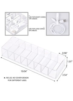 Generic Plastic Cable Management Box with 10 Wire Ties Clear Power Cord Organizer with 8 Compartments Electronics Organizer for Office Home Use Desk Accessories Storage for Stationery Supplies  - Image 4