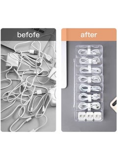 Generic Plastic Cable Management Box with 10 Wire Ties Clear Power Cord Organizer with 8 Compartments Electronics Organizer for Office Home Use Desk Accessories Storage for Stationery Supplies  - Image 2