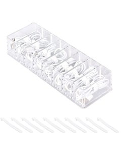 Generic Plastic Cable Management Box with 10 Wire Ties Clear Power Cord Organizer with 8 Compartments Electronics Organizer for Office Home Use Desk Accessories Storage for Stationery Supplies  - Image 1