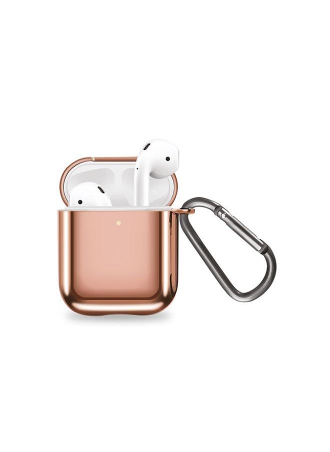 NIBEMINENT - AirPods Case 2nd Gen/1st Gen Supremecase Solid Shell Skin Electroplated Cover with Carabiner Copper - Image 1