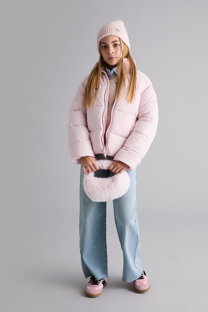 DeFacto Pink Girl Girl Waterproof Puffer Jacket Casual - Image 2