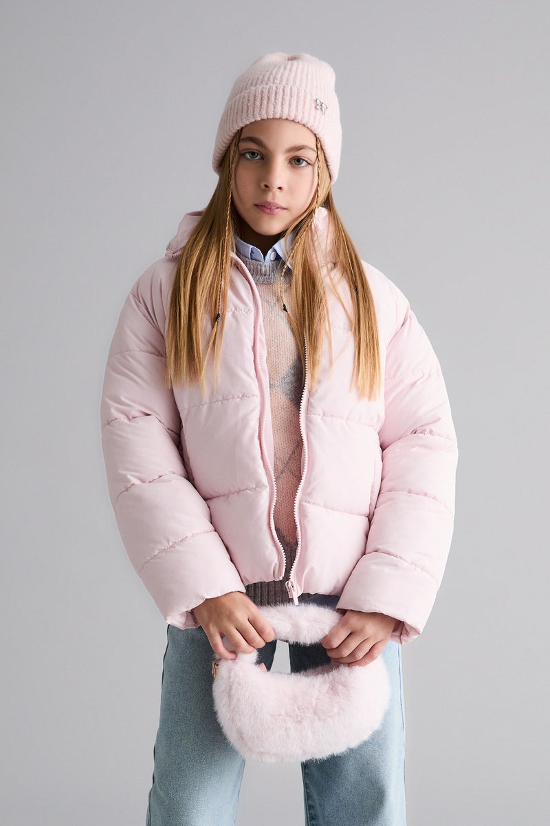 DeFacto Pink Girl Girl Waterproof Puffer Jacket Casual - Image 1