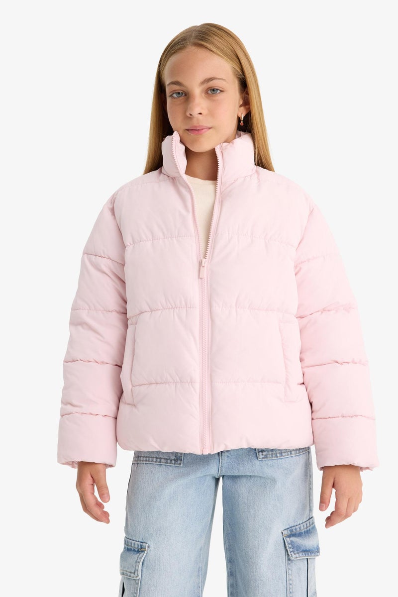 DeFacto Pink Girl Girl Waterproof Puffer Jacket Casual - Image 3