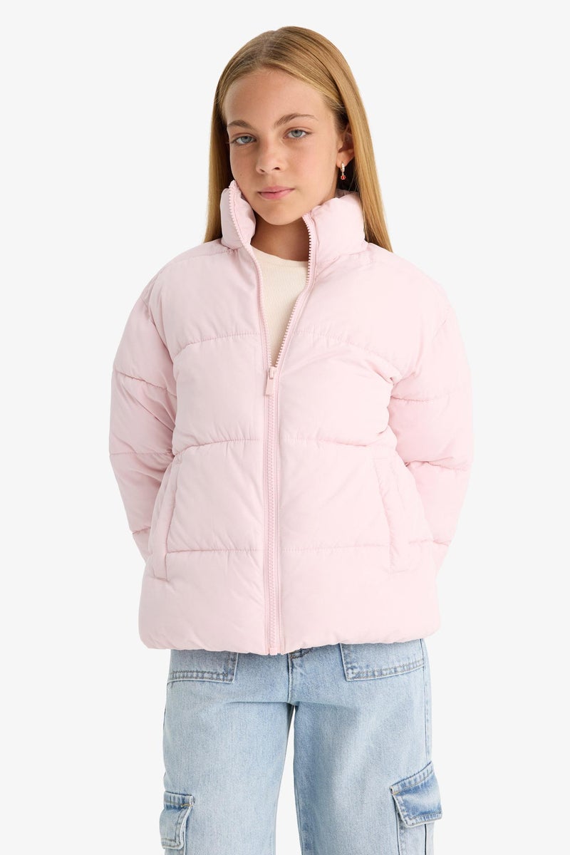 DeFacto Pink Girl Girl Waterproof Puffer Jacket Casual - Image 5