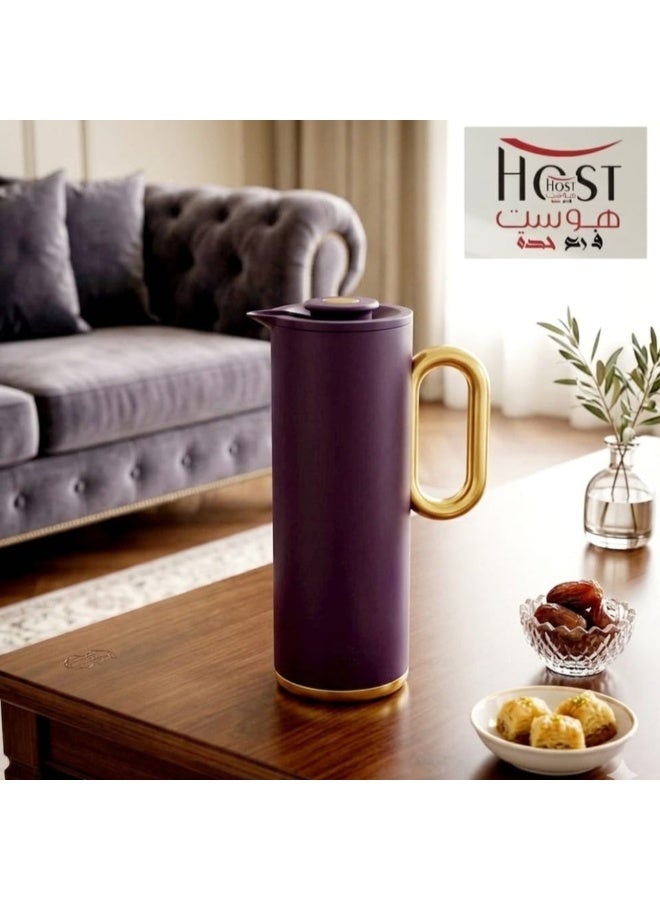 Host Thermos – High-Quality Plastic Exterior with Glass Interior, 1L Capacity – purple - Image 1