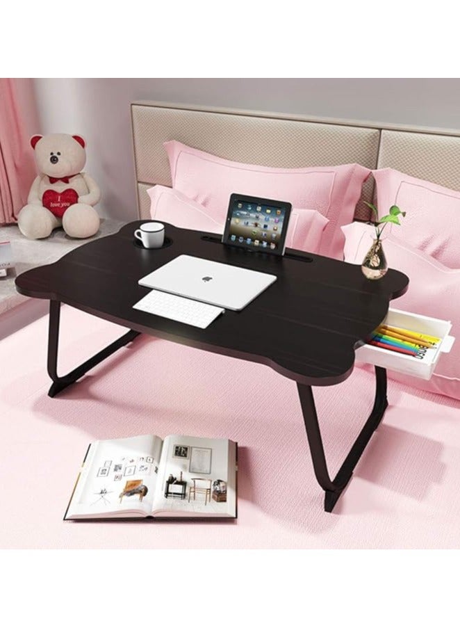 Green Tiger Bed Laptop Table Foldable Study Table Adjustable Floor Desk (Black) - Image 1