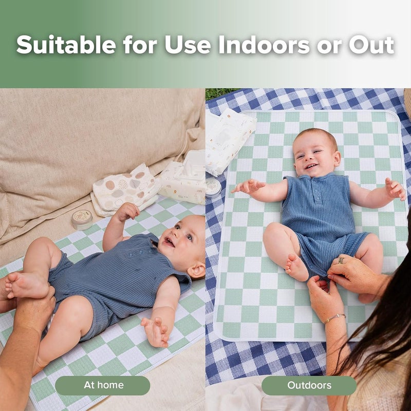 haakaa Waterproof Changing Pad Liners, 100% Cotton, Soft & Breathable (1pc, 19.5" x 27.5" Checkered Days) - Image 4