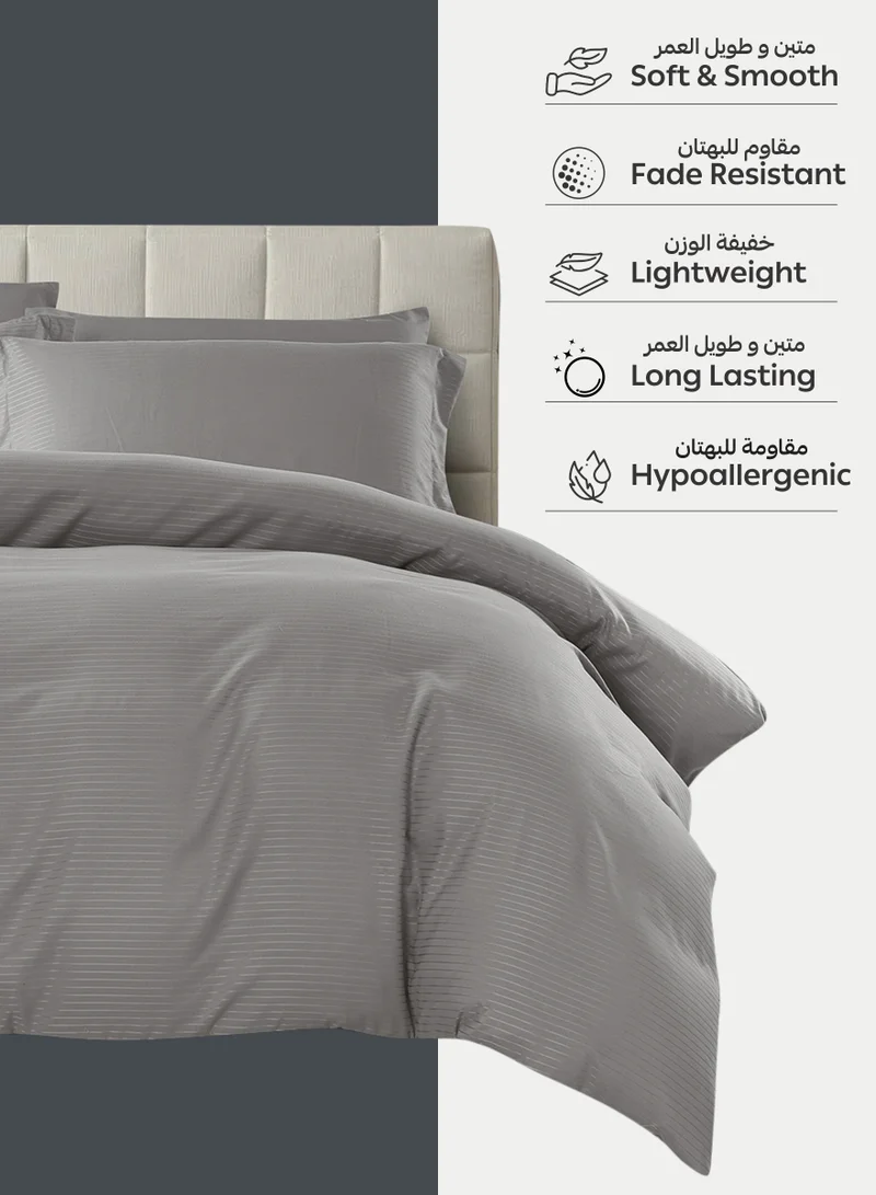 Donetella Striped Duvet Cover Set King Size 260x240 cm - 6-Pcs Bed Set, Microfiber Fabric - 1 Duvet Cover, 1 Fitted Sheet, 2 Pillow Sham, 2 Pillowcase (Filler Not Included)