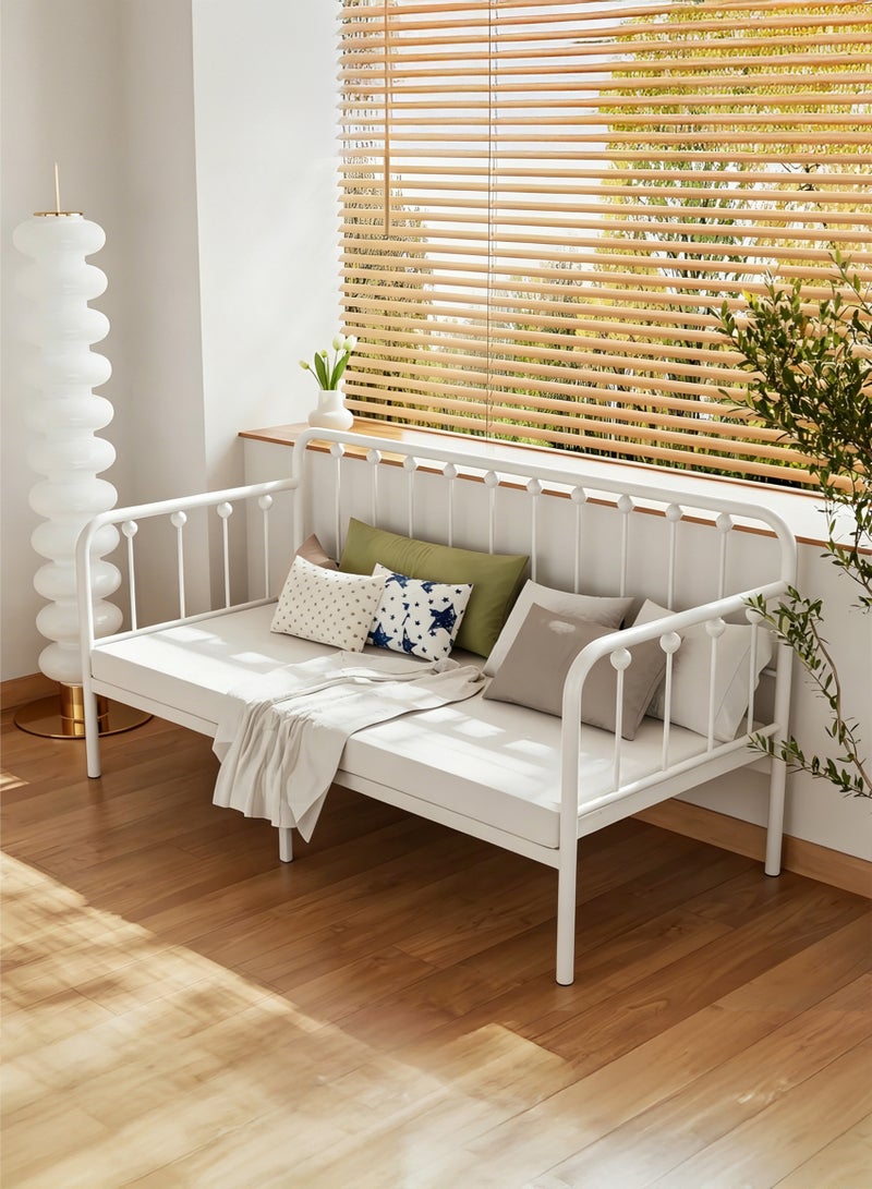 Yanara 100*190cm Metal Daybed Frame Heavy Duty Metal Slats Sofa Bed Platform Mattress Foundation Twin Day Bed Black / White - Image 2