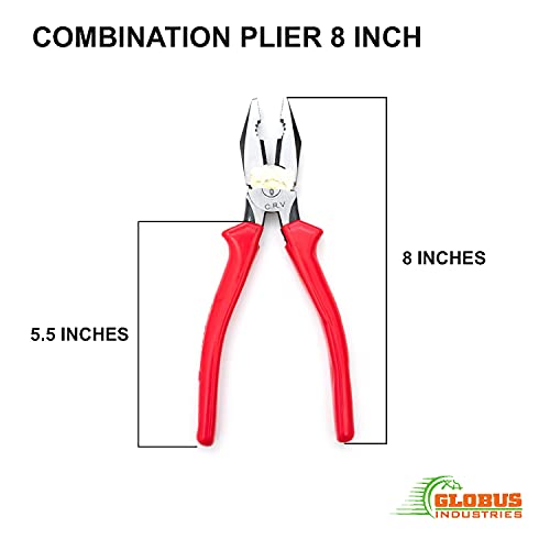 GLOBUS 1472 STEEL HAND TOOL SET/3 PCS (ALLEN KEY SET/9 PCS, DOUBLE OPEN END SPANNER SET/8 PCS IN RAKE CHROME MATT FINISH AND COMBINATION PLIER 8") - Image 2