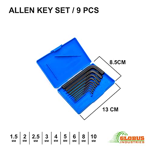 GLOBUS 1472 STEEL HAND TOOL SET/3 PCS (ALLEN KEY SET/9 PCS, DOUBLE OPEN END SPANNER SET/8 PCS IN RAKE CHROME MATT FINISH AND COMBINATION PLIER 8") - Image 3