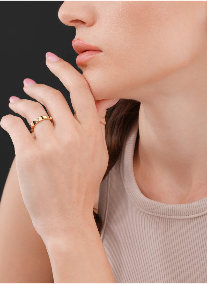 بوليس POLICE - Fizzy Finger Ring for Women Gold Plating with crystals - PEJLF0001604