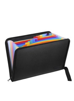 KASTWAVE 13 Pocket Expanding File Folder Document Organizer A4 Size Accordian File Folder Organizer Accordion Folder with Color Labels Zipper Closure Non-Itchy Silicone Coated Portable Filing Pouch  - Image 1