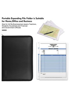 KASTWAVE 13 Pocket Expanding File Folder Document Organizer A4 Size Accordian File Folder Organizer Accordion Folder with Color Labels Zipper Closure Non-Itchy Silicone Coated Portable Filing Pouch  - Image 3