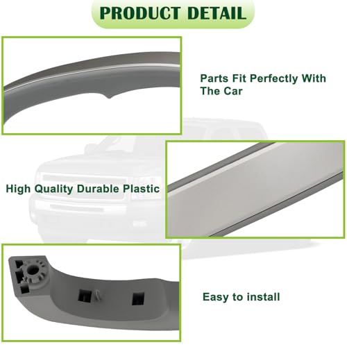 omoZone Interior Door Pull Handle Armrest Inside Grab Handle Front Right Passenger Side Titanium Compatible with 2010-2014 Chevrolet Chevy Silverado GMC Sierra Replaces 25932421 - Image 5